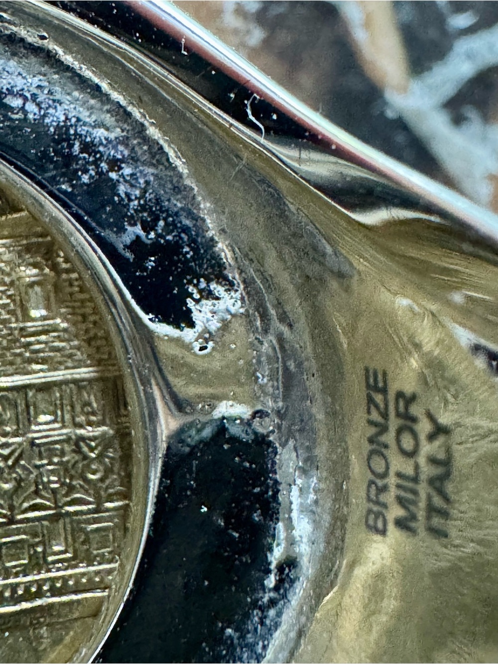 Milor Silver Over Bronze Italian Lire Gold-Toned Coin Cigar Band Ring Size 8 - Picture 3 of 7